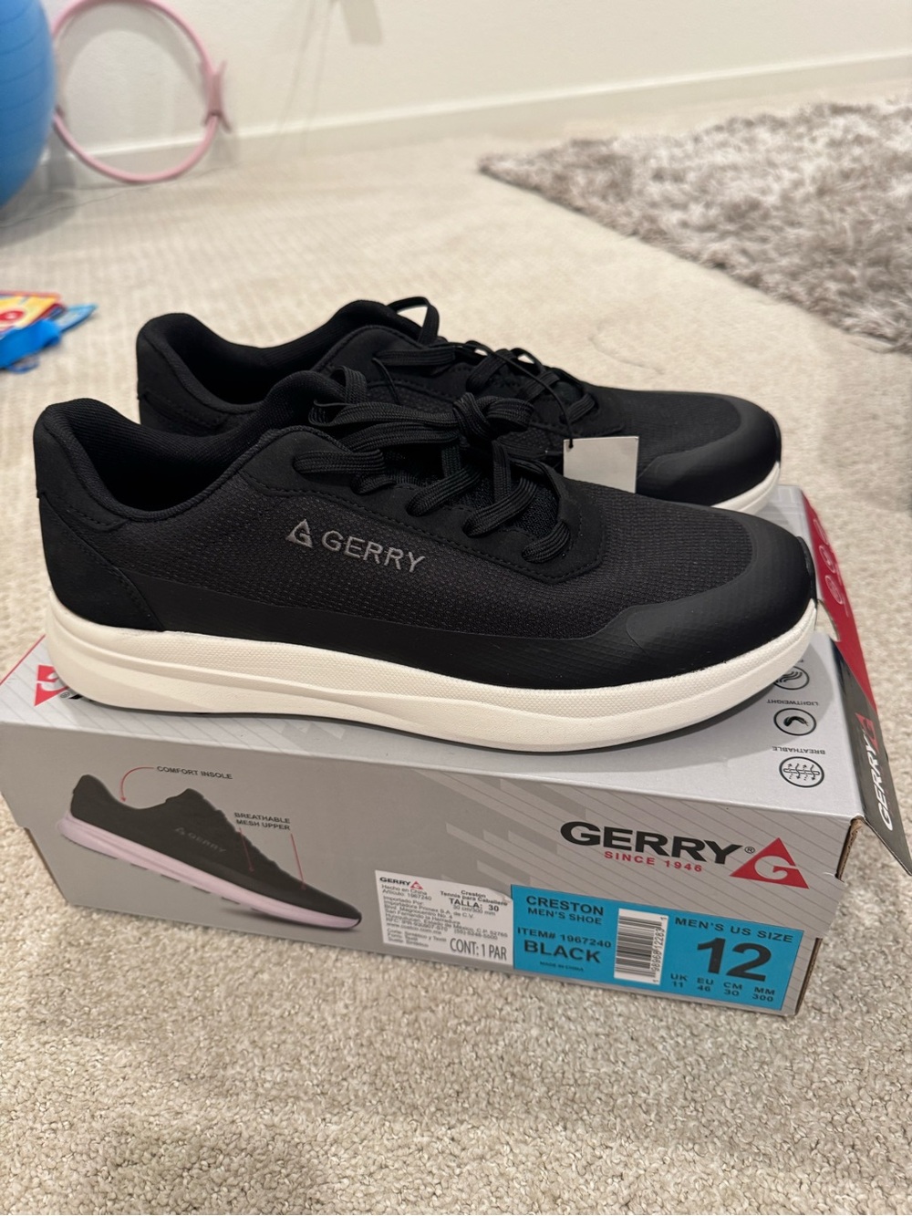 Gerry Weber Men's Black Knit Lace-Up Athletic Sneakers with White Midsole